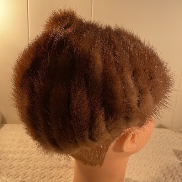 ?HP? MINK Fur Hat Vintage Handcrafted Uniquely Scrolled Beret Cupped Hat main image 8